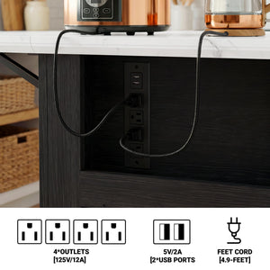 Foldable Kitchen Island Cart with Storage & Drop Leaf