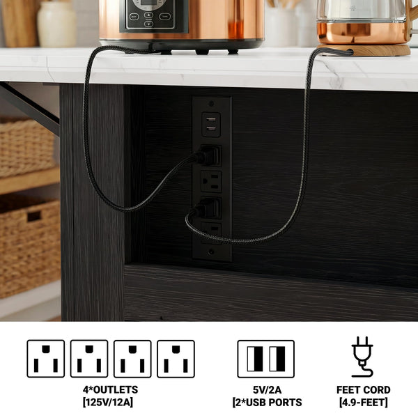 Foldable Kitchen Island Cart with Storage & Drop Leaf
