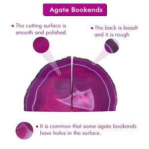 Agate Geode Bookends – Pink Silver Electroplated