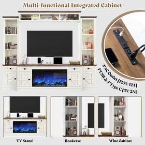 98" Farmhouse Entertainment Center with Electric Fireplace