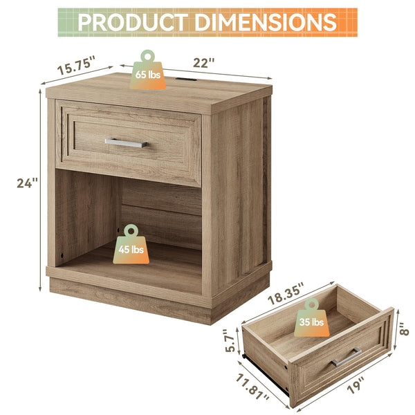 7-Drawer Dresser & Nightstand Set with Charging Station