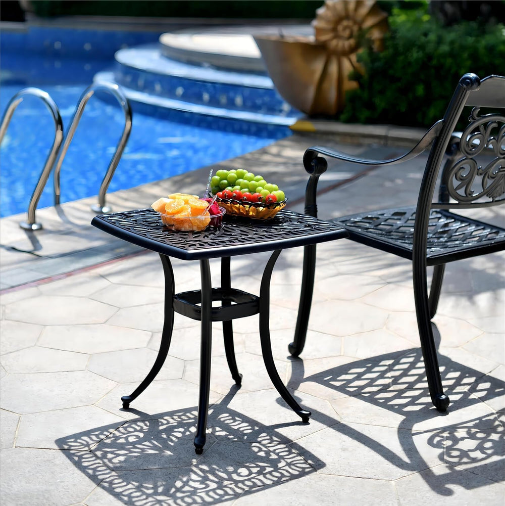 Cast Aluminum Square Outdoor Side Table – Set of 1 or 2