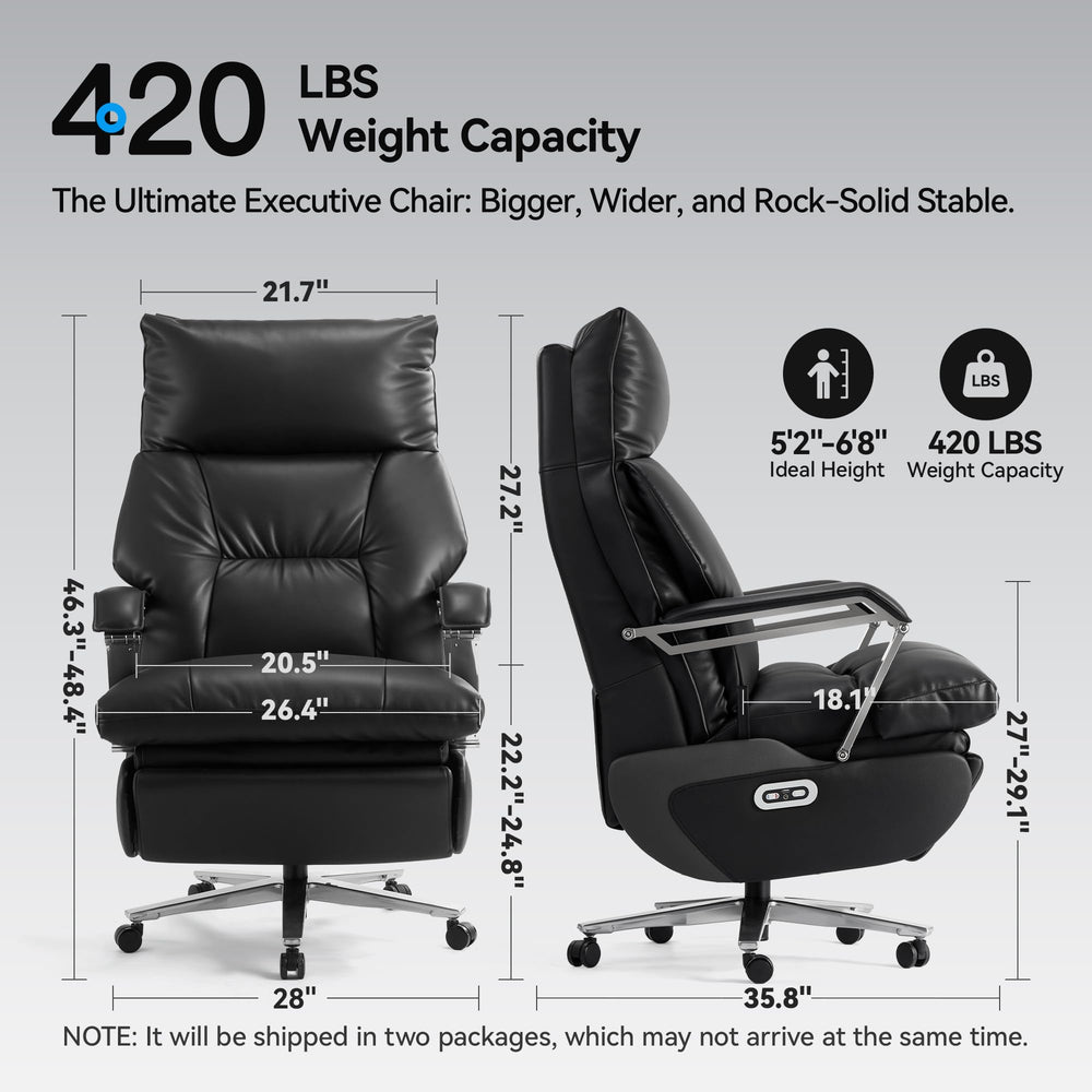 Dual Motor Electric Executive Office Chair with Footrest