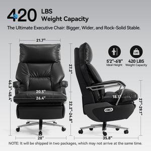 Dual Motor Electric Executive Office Chair with Footrest