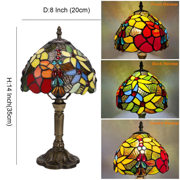 Tiffany Stained Glass Table Lamp – Rose & Grape Design