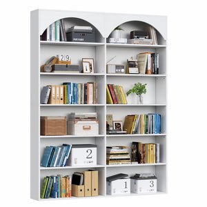7-Tier Double Wide Bookcase with 12 Open Shelves