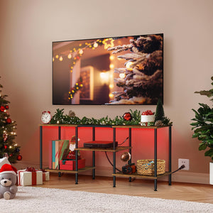 TV Stand with LED Lights & Power Outlets – 3-Tier Entertainment Center for 50" TVs