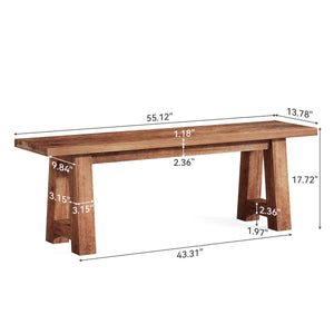 Solid Wood Dining Bench 55" – Set of 2