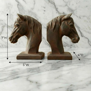 Horse Head Bookends Set – Vintage Resin Book Ends for Shelves