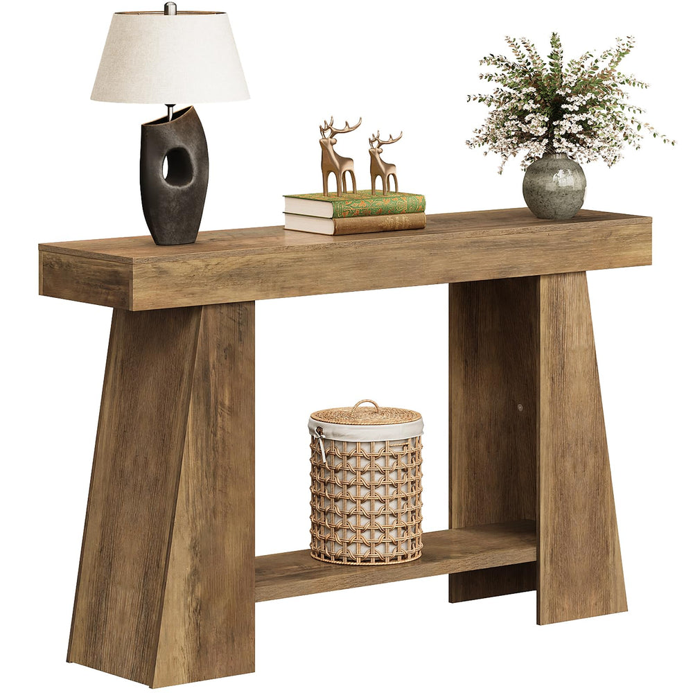 47-Inch 2-Tier Farmhouse Console Table with Storage Shelf