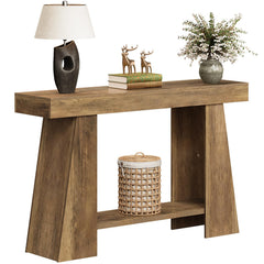 47-Inch 2-Tier Farmhouse Console Table with Storage Shelf