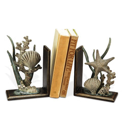 Cast Aluminum Shell Bookends Set