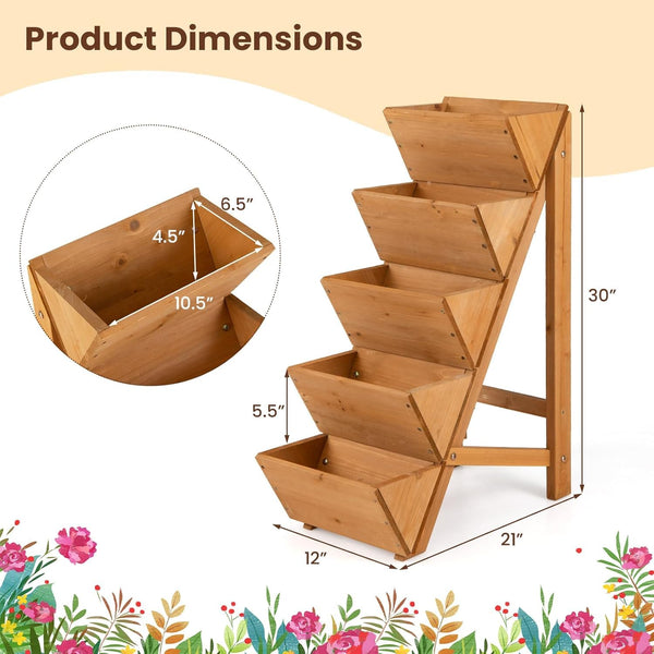 5-Tier Wooden Vertical Raised Garden Bed Set of 2