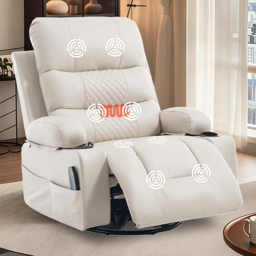 Power Swivel Rocker Recliner with Massage & Heat