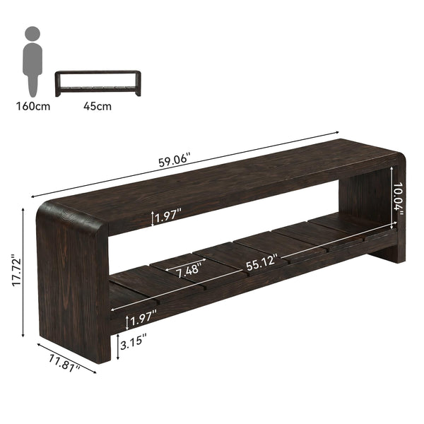 Solid Wood Entryway Bench with Shoe Storage