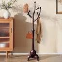 Wooden Coat Rack Freestanding with 8 Hooks