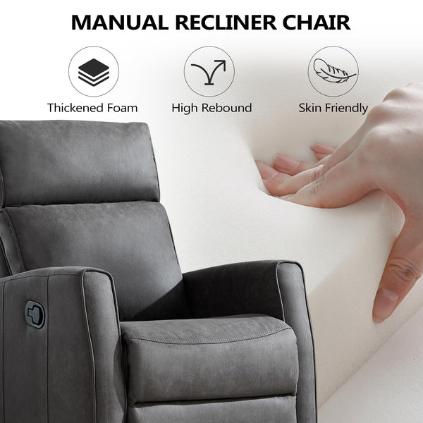 3-Seat Wall-Hugger Reclining Sofa – Grey Fabric