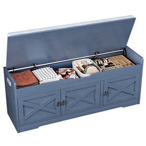 Farmhouse Shoe Storage Bench with Cushion & Lift Top