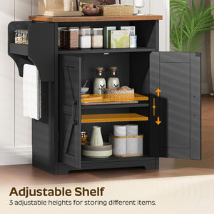 Coffee Bar Cabinet with Floating Shelf & Hooks