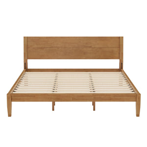Solid Rubberwood Platform Bed Frame with Headboard