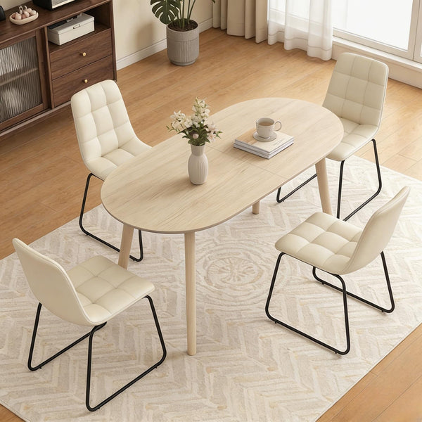 63" Oval Dining Table for 4–6 – Mid-Century Modern with Solid Wood Legs