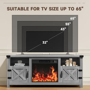 Farmhouse Fireplace TV Stand with Electric Hearth – Fits TVs up to 65"