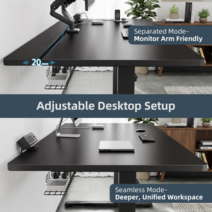 Electric Standing Desk 60x30 with Flip-Top Cable Management & Dual-Beam Frame