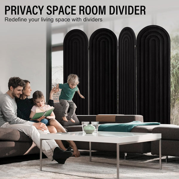 4-Panel Arched Wood Room Divider