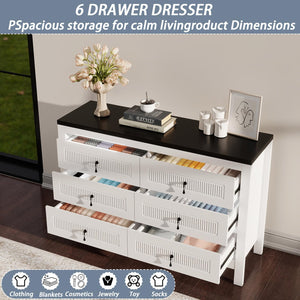 6-Drawer Wide Bedroom Dresser