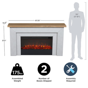 68" Landscape Electric Fireplace with Mantel