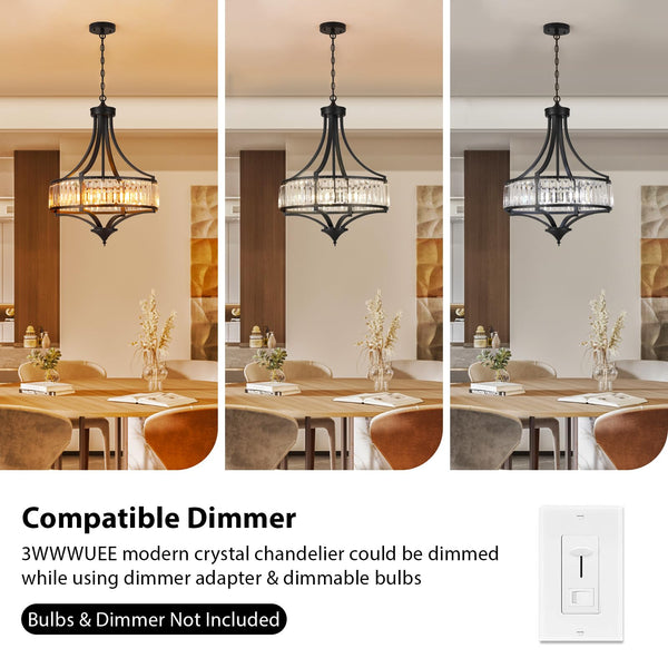 20-Inch Crystal Chandelier 5-Light Adjustable Ceiling Pendant