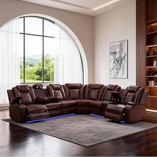 Power Reclining Leather Sectional Sofa