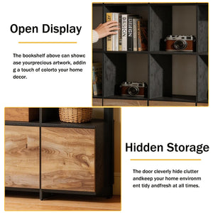 Tall Bookcase with Storage Cabinets & Open Shelves