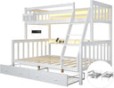 Solid Wood Bunk Bed with Charging Station and LED Lights