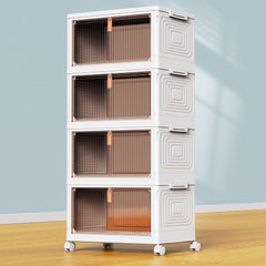 4-Tier Stackable Storage Bins with Lid & Wheels
