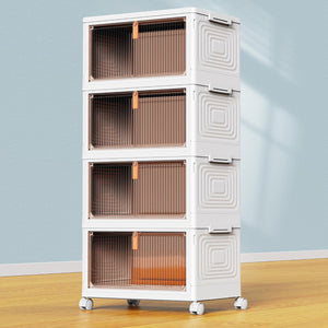 4-Tier Stackable Storage Bins with Lid & Wheels