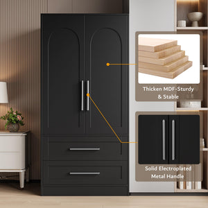 2-in-1 Wooden Armoire Wardrobe Closet with Drawers