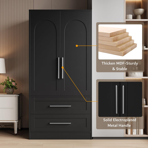 2-in-1 Wooden Armoire Wardrobe Closet with Drawers