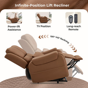 Power Lift Recliner Chair with Heat and Massage – Genuine Leather