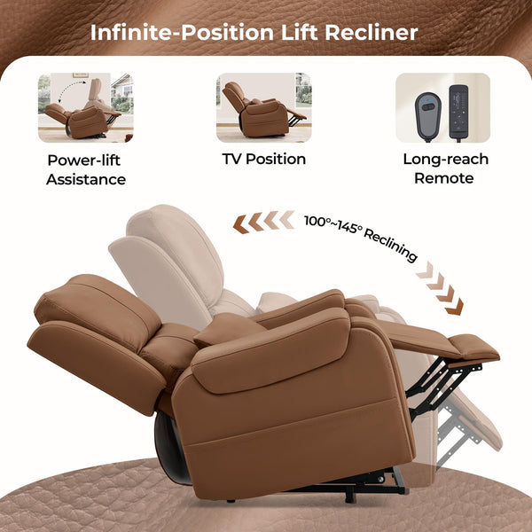 Power Lift Recliner Chair with Heat and Massage – Genuine Leather