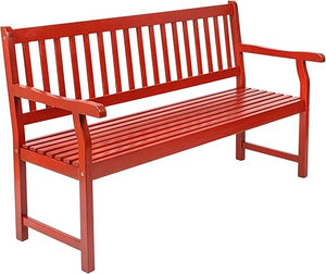 Acacia Wood Outdoor Garden Bench – 3-Seat Slat-Back, 600 lbs Support