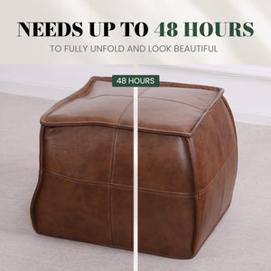 Leather Pouf Ottoman Footstool