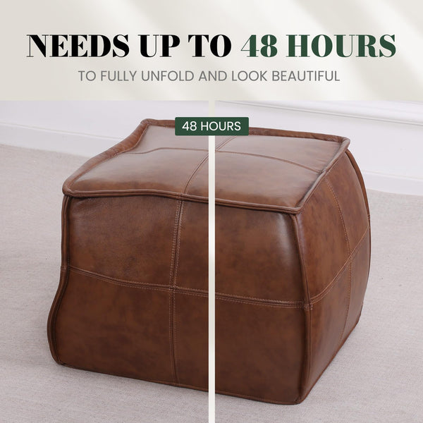 Leather Pouf Ottoman Footstool