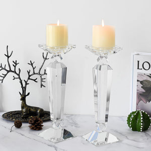 K9 Crystal Candle Holders Set of 2 — Taper & Pillar Candlestick Holders
