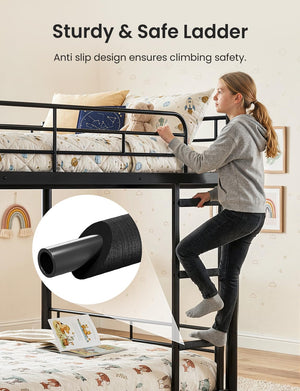 Full Over Full Bunk Bed with Storage Drawers – Separable Heavy Duty Metal Frame