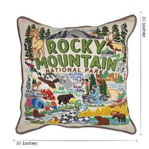 Rocky Mountain National Park Hand Embroidered Throw Pillow