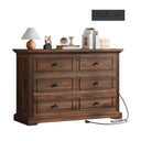 6-Drawer Dresser with Charging Station, 47" Wide – Dark Walnut