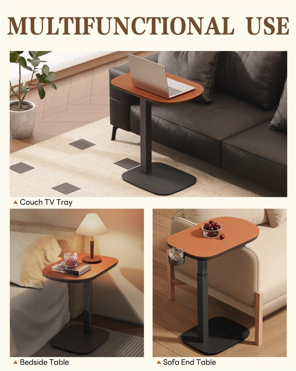 Swivel C-Shaped Side Table with Adjustable Height
