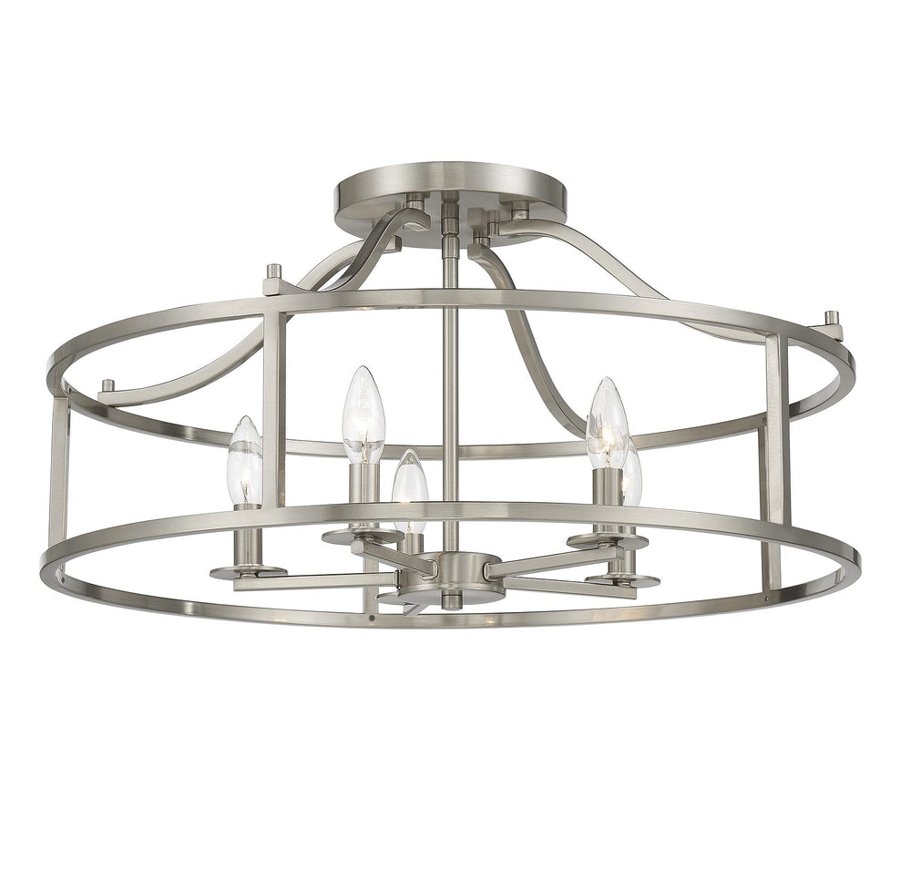 5-Light Semi-Flush Mount Ceiling Light Drum Shade