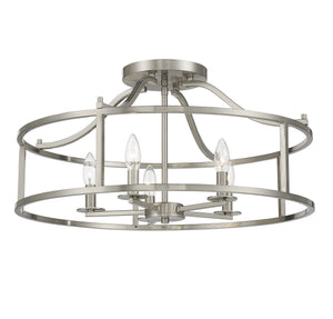 5-Light Semi-Flush Mount Ceiling Light Drum Shade